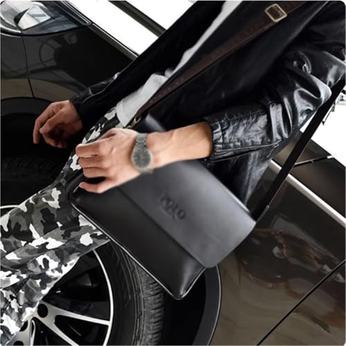 Square Messenger Bag, Leather, Business Crossbody Shoulder Bag with Strap, Travel Work Purse, for Men's Women3