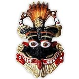 HOME GENIE Keerthi Mukha Wandbehang | Traditionelle Schutzmaske | Handgefertigtes Holzdekor | Hinduistisches Vastu-Symbol | Mehrfarbiges Finish | Größe