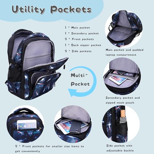 Image of Galaxy-Print School-Bag Backpack for Boys Middle-School Elementary Bookbag