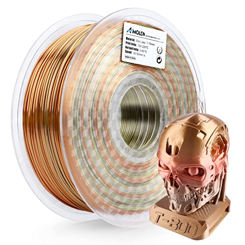 AMOLEN 3D Drucker Filament, Seide Metal Regenbogen Multicolor 1.75mm PLA Filamen, 0.03 mm, 1KG/2.2LBS, 3D Drucker Materialien für 3D Drucker und 3D Stift