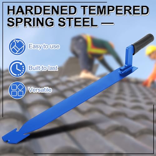 Image of Shingle Slaters Ripper, Steel Roof Ripper Shingle Remover Slate Puller Rip Slate Slating Nail Remover for Slaters Roofers Roofing(Blue,23 Inch)