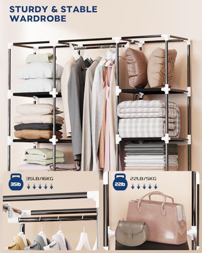 Image of Mavivegue Fabric Wardrobe, 45 x 147.5 x 161 cm Portable Wardrobe
