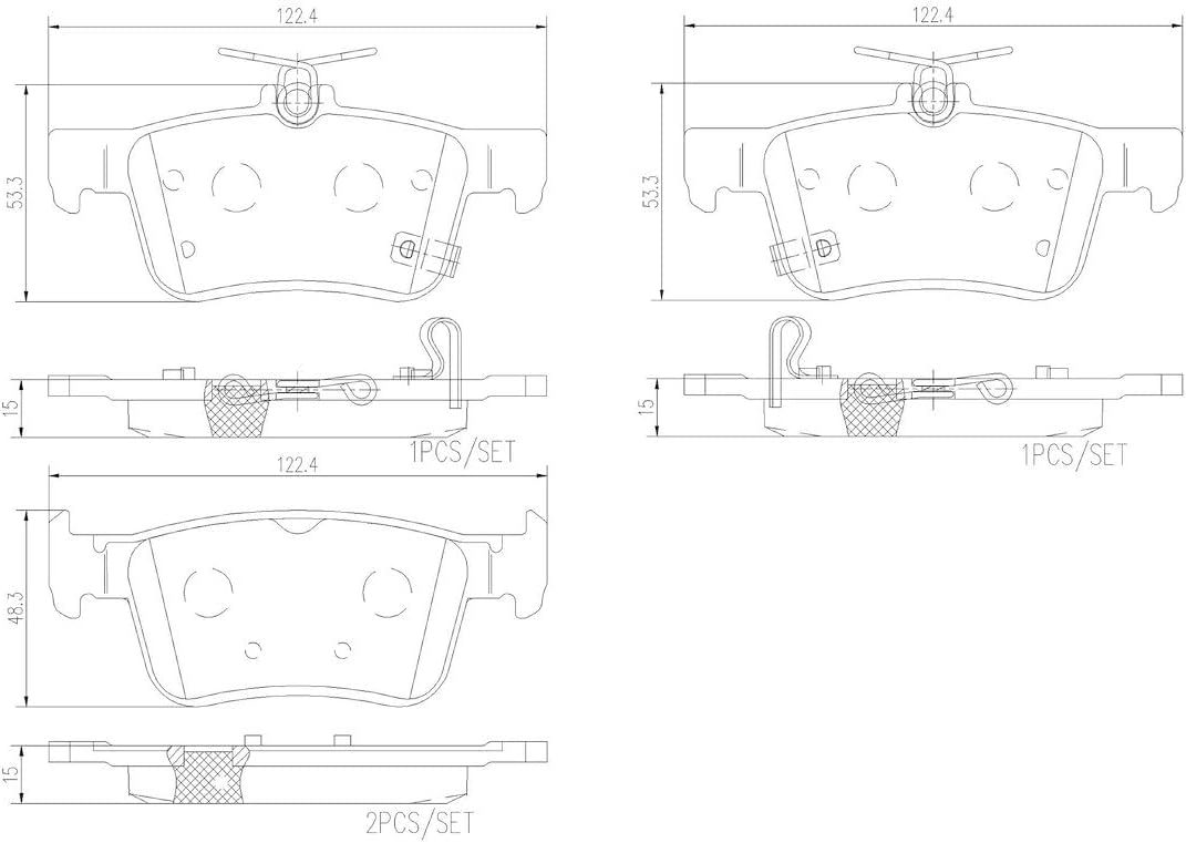 Brembo P28089N Premium Ceramic Rear Disc Brake Pad Set HONDA OE# 43022TBAA02