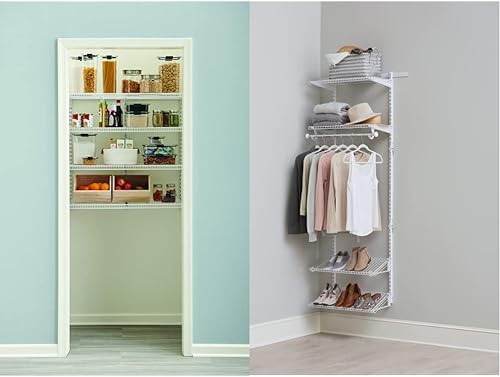 Rubbermaid Pantry - Kit de sistema de organización de almacenamiento de armario de 36 pulgadas, blanco y expandible, 2-4 pies, blanco, para hogar,
