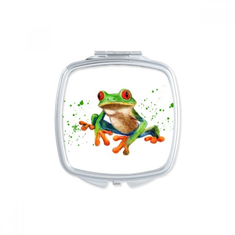 Miroir compact carré Vert Grenouilles Polypedatid accessoire beauté nomade miroir de poche