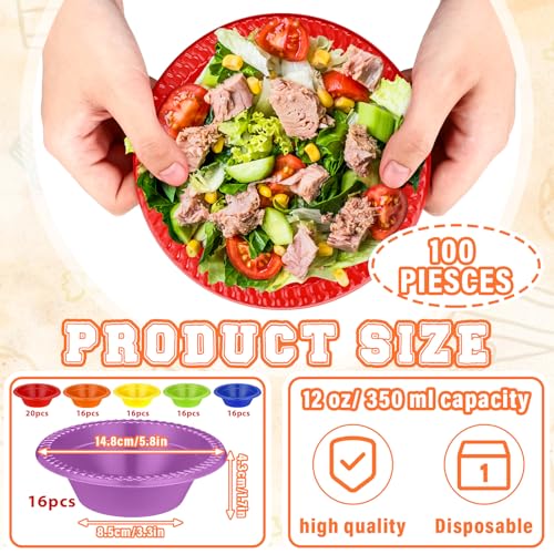 Image of Lallisa 100 Pcs 12oz Rainbow Disposable Plastic Bowls Party
