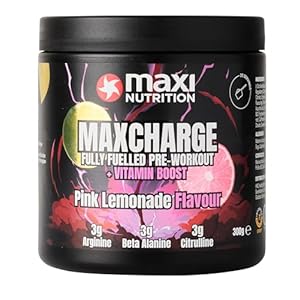 MaxiNutrition Max Charge Vitamin boosted Pre-Workout, Perfectly balanced formulation for boosting Energy & Physical Performance, Sugar-Free, Pink Lemonade flavour, 300g
