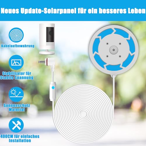 6W zonnepaneel compatibel met Ring Spotlight Cam Plus/Pro en Stick Up Cam-batterij, zonne-energielader voor Ring Cam met indicatielampje, 4 meter lange kabel IP66 zonnepaneel USB-C en DC3,5 mm-poorten - Afbeelding 5