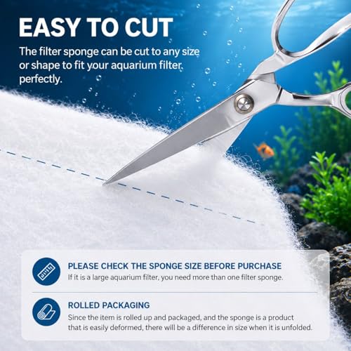 Image of DESPACITO 6pcs Fish Tank Filter Sponge Aquarium Filter Sponge Pad Cotton for Fish Tank Washable & Reusable Biochemical Sponge for Aquarium Filters Media Accessories Filtration Foam 38x12x2cm Thickness