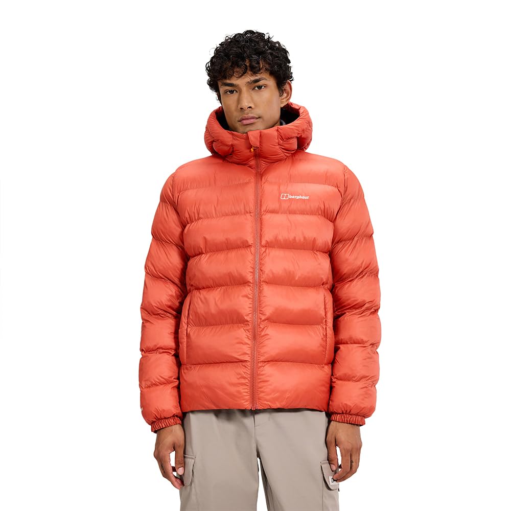 Berghaus Men's Ewden Insulated Extra Warmth Big Baffle Winter Padded Jacket | Hydroloft Insulation | Adjustable Insulated Jacket, Orange, XL