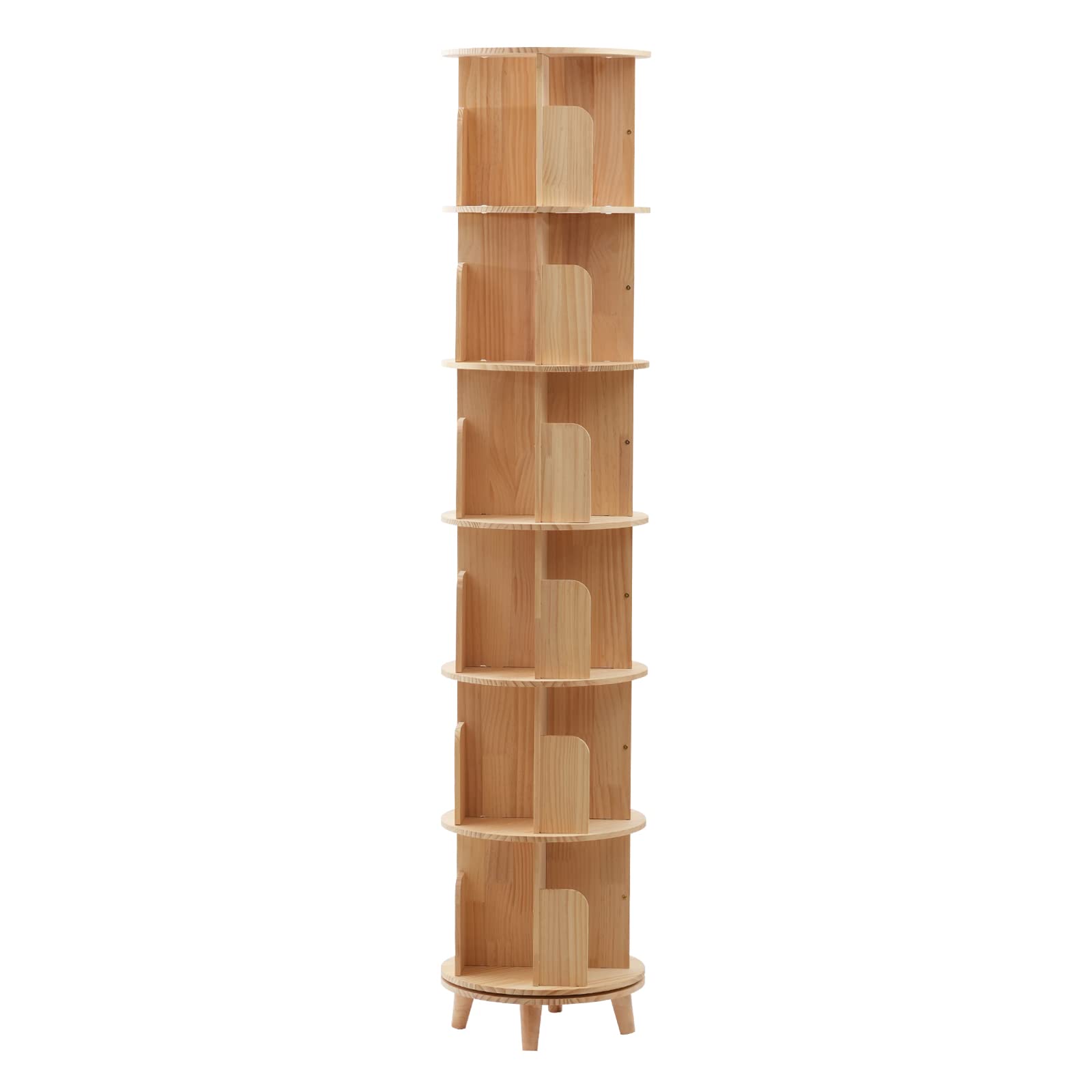 Libreria girevole, 6 ripiani, scaffale girevole in legno, grande spazio di archiviazione, design speciale, per riporre libri, souvenir, oggetti espositivi