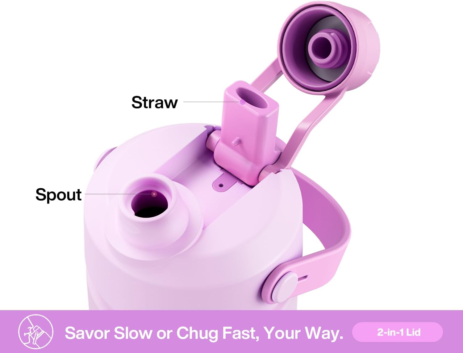 POWCAN 26 oz Insulated Water Bottle with 2-in-1 Straw and Spout Lid, Keep Cold 24H, Leak-Proof, Fits in Car Cup Holder, Stainless Steel Water Bottle for Sports, Travel, Gift and School (Cherry Pop) - Image 4