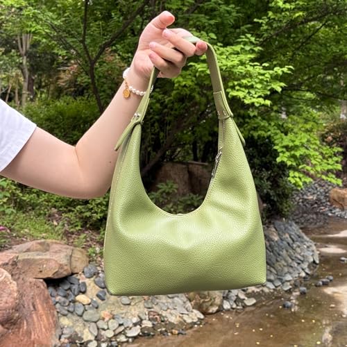 Image of Hobo Women's PU Leather Shoulder Tote Clutch Crescent Slouchy Bag with Zipper Closure and Top Handle