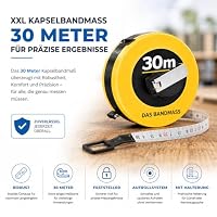 XXL Kapselbandmaß Bandmaß 30 Meter mit Halterung - robustes Maßband & Bandmass zum präzisen Messen mit Feststeller - Rollmassband & Massband mit Aufrollsystem (30 Meter) – Ansicht 5