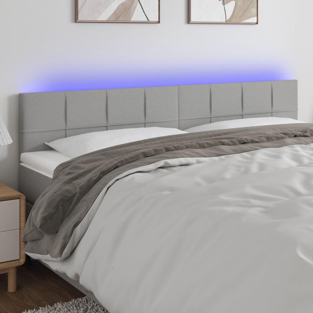 vidaXL Tête de lit à LED Gris Clair 160x5x78/88 cm Tissu