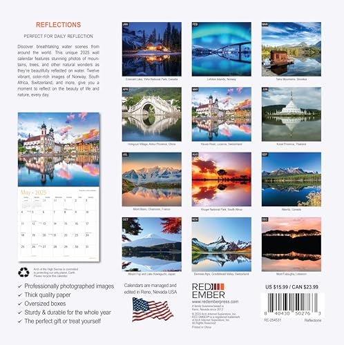 Image of RED EMBER Reflections 2025 Wall Calendar 12 Month | 12 inch x 24 inch Open | Thick & Sturdy Paper | Giftable | Nature Calendar 2025