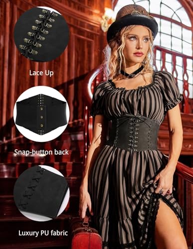 Scarlet Darkness Women Wide Belt Elastic Waist Belt Lace-up Corset Belts for Dress2
