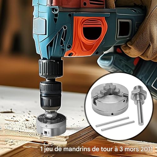 Mandrin mini tour autocentrant 3 mors pince de perceuse atelier - 4
