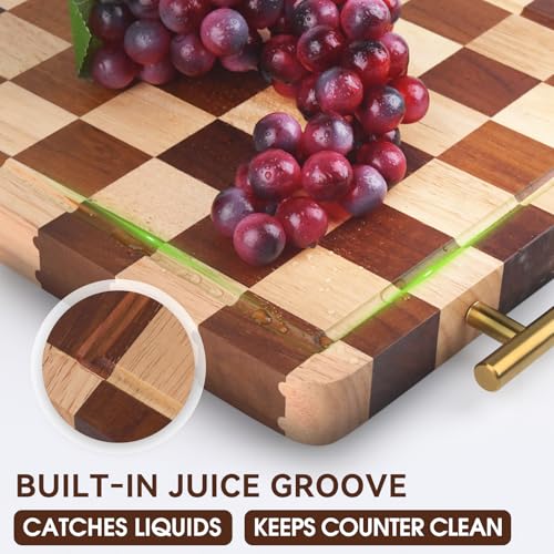 Tabla de Cortar Rectangular de Madera con Mango y Ranura para Jugos miniatura 6