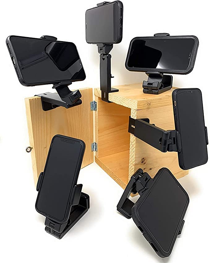 Universal Airplane in Flight Phone Mount. Handsfree Phone Holder for Desk with Multi-Directional Dual 360 Degree Rotation. Pocket Size Travel Essential Accessory for Flying.