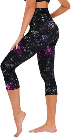 TNNZEET Capri Leggings for Women - Tummy Control Black Leggings with Pockets High Waisted Yoga Pants Workout Cycling Leggings