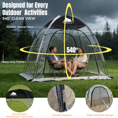 Teabelle Transparent Sports Tent, Carpa Deportiva Instantánea Impermeable con Cubierta Superior miniatura 3