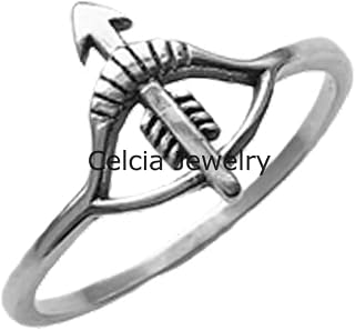 Pure 925 Sterling Silver Bow And Arrow Ring, Bow Ring, Statement Ring, Delicate Ring, Religious Ring, Boho Bohemian Ring, Minimalist Ring, Mothers Day Ring