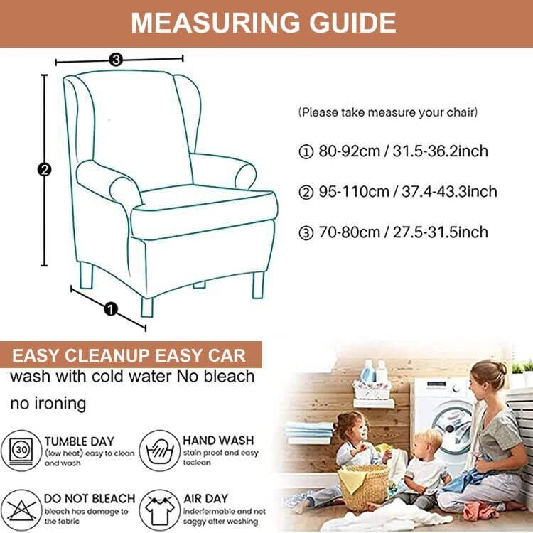 Miniatura 5 de Eco-Ancheng Funda para silla Wingback, fundas de 2 piezas para sillas con respaldo de ala, fundas de silla de jacquard, lavable, protector de