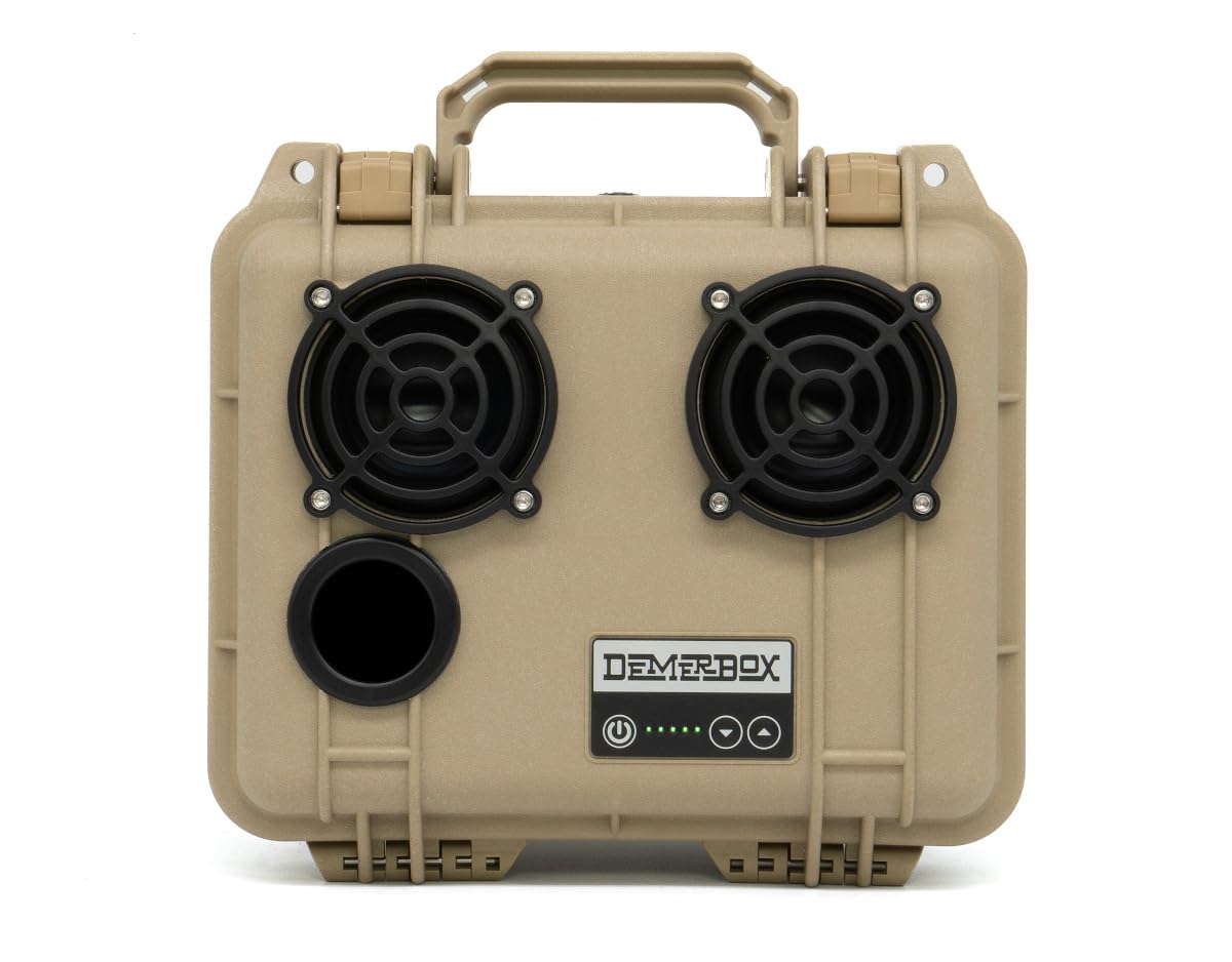 Photo 1 of DemerBox: Waterproof, Portable, and Rugged Outdoor Bluetooth Speakers. Loud Sound, Deep Bass, 40+ hr Battery Life, Dry Box + USB Charging, Multi-Pairing Party Mode. Built to Last (Fraser Tan, DB2)