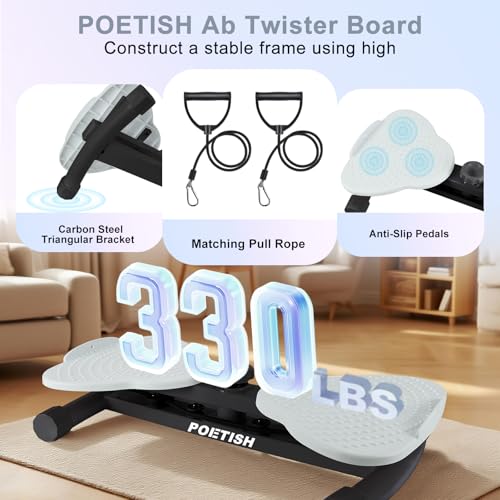 Waist Twister Machine Exercise, Ab Twist Board with 300 lbs Weight Capacity, Noiseless Home Gym Equipment for Slim Waist & Core Ab Workout, for Women & Men by Poetish - Image 6