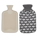 VECELO 湯たんぽ お湯 ゆたんぽ 注水式 お湯入れ 電気不要 防寒グッズ 安眠グッズ 腹痛緩和 生理期最適 洗濯可能 容量1.8L かわいい グレーハート