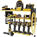 SPAZI Power Tool Organizer Wall Mount (25.5'' Lx9'' Wx12'' H) Storage Rack with Drill Holder, Tray,