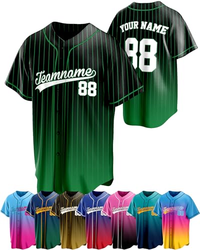 Personalized Gradient Baseball Jersey – Custom Number, Name and Logo – Customized Baseball Shirts for Adults and Youth