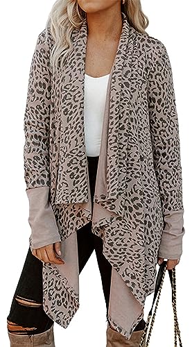 Image of Womens Leopard Print Cardigan Lightweight Long Sleeve Open Front Fall Cardigans S-XXL