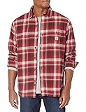 Carhartt Mens Workwear Relaxed Fit Flannel Fleece-Lind Plaid Shirt, Oxblood, M