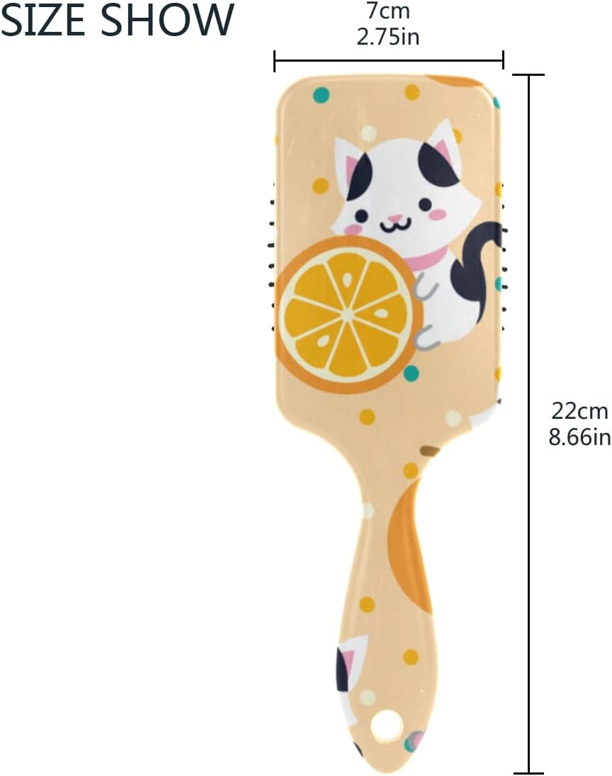 Hair Brush Milk Cat Kitten Orange Paddle Brush Wire Hair Brush Travel Soft Hair Brush Comb for Fine Hair for Girl Women - Image 4