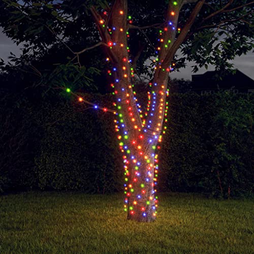 APCSA Guirnalda de luces solares para el hogar y el jardín, 2 unidades, 2 x 200 LED, coloridas, decoración interior y exterior