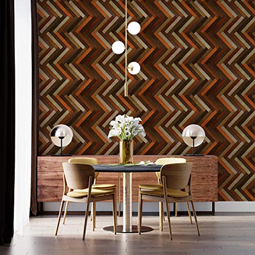 Image of DWELLSINDIA Zig Zag Wooden Self Adhesive Wallpaper Waterproof, Scratch Resistant, Laminated 41cm x 244cm