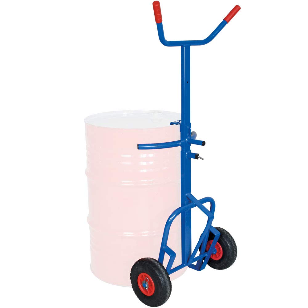 BRB Fasskarre f. 200 Liter Stahlfässer,pannensichere Reifen, BxH 648x1069-1480 mm höhenverstellbar, Tragkraft 250 kg