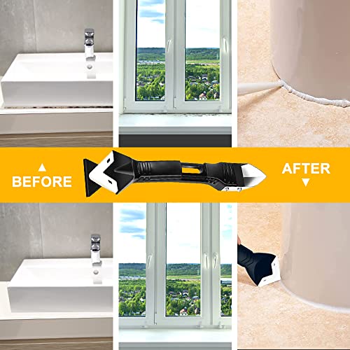 image for Gadom 3 in 1 Caulking Tool Kit, Silicone Sealant Tool Finishing Grout 