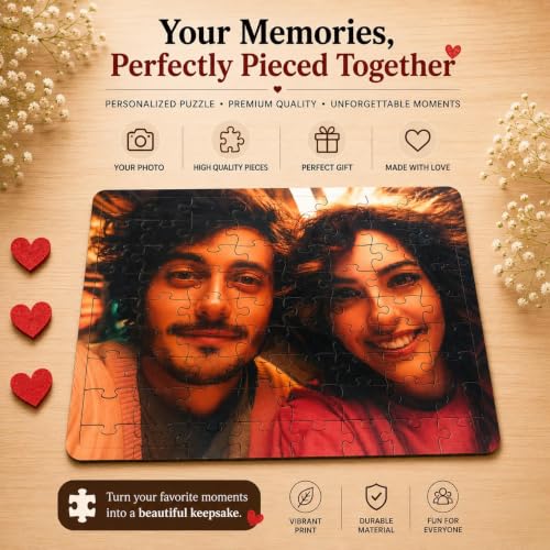 Image of Wooden Personalized /Customized Jigsaw Puzzle with Family Photo /Any Image of Your Choice /Company Logo Or Product Image, 64 Pcs (11x7.8inch)