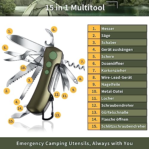 ZIMAIC Taschenmesser Multitool 15-in-1 Multitool Messer, Grün – Ansicht 2