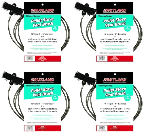 Image of Rutland 4-Inch Pellet Stove /Dryer Vent Brush with 10-Feet Handle (Pack of 4)