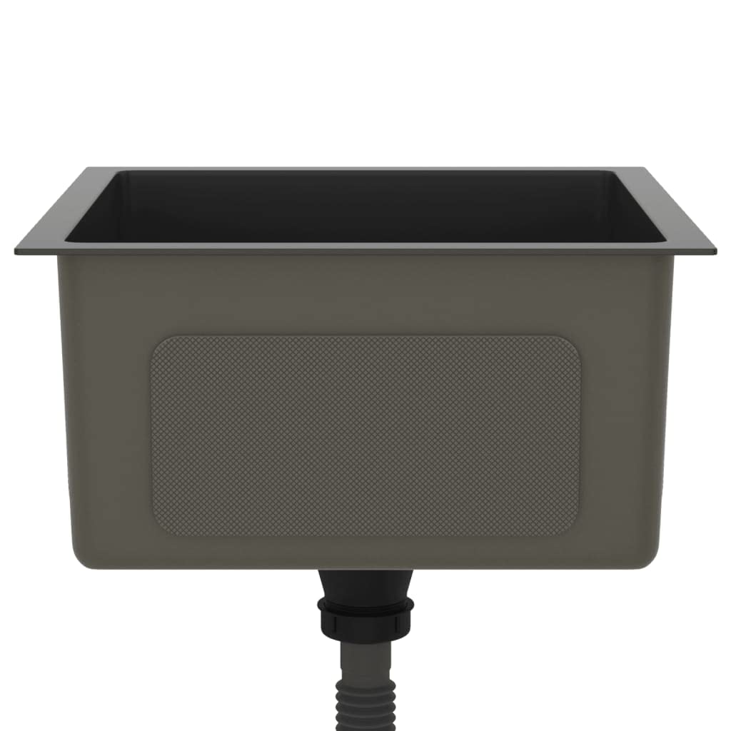 vidaXL Evier de Cuisine Fait à la Main Intérieur Maison Lavabo Salle de Bain Noir Acier Inoxydable