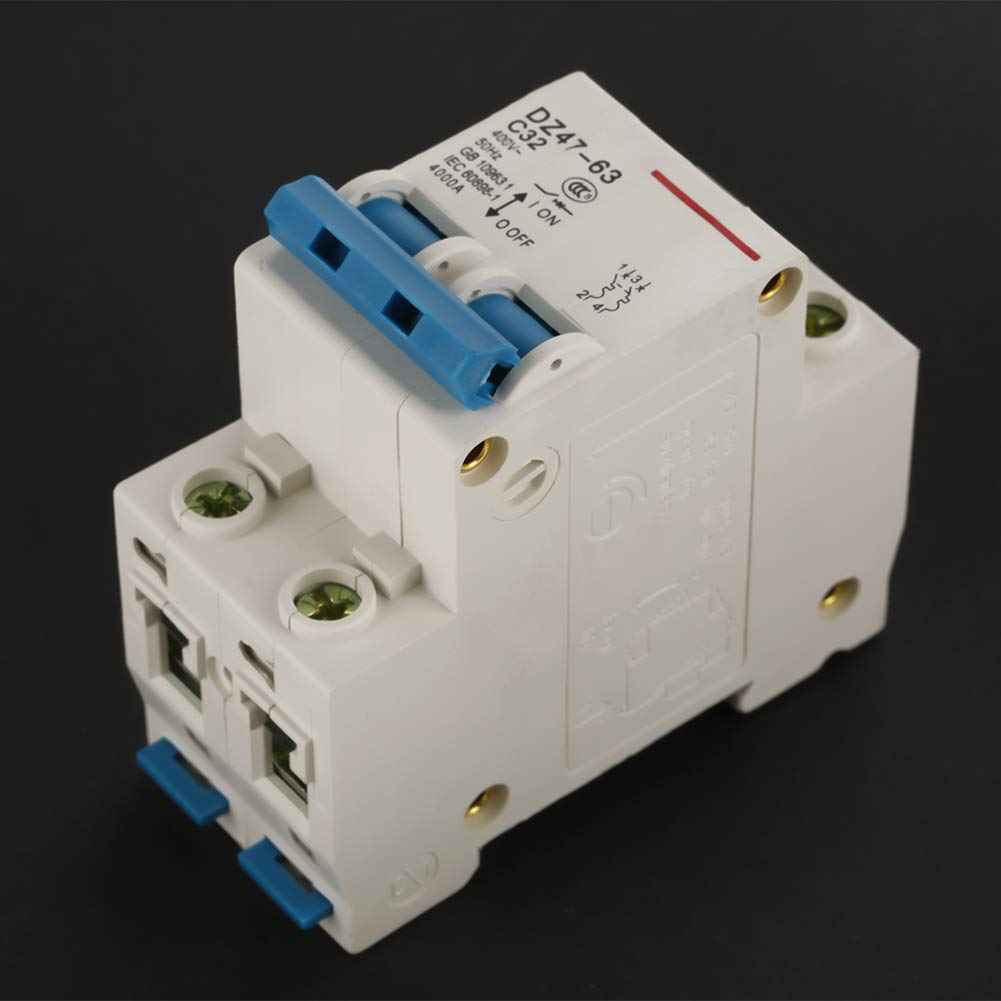 GVBAEPIEO Flame Retardant Shell Stable 50Hz Compact 2P Circuit Breaker 32A 400V Miniature for Lighting Distribution System Electrical