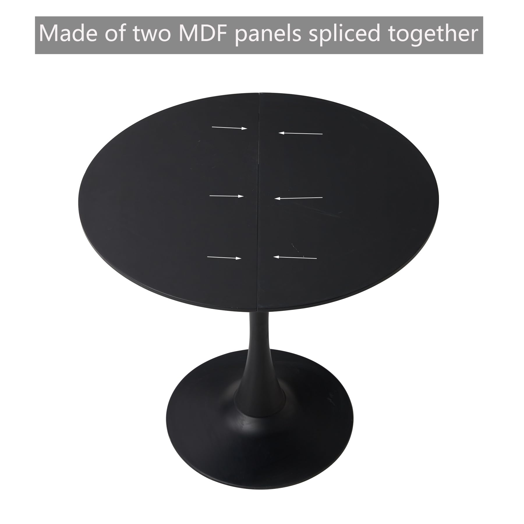 GrandCA HOME Mesa de Comedor Redonda Moderna Negra de 80 cm con Pedestal con Diseño de Tulipán, Mesa de Ocio de Mediados de Siglo para Cocina, Comedor y Sala de Estar