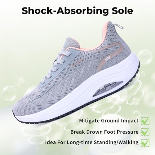 Image of AOV Wide Walking Shoes Women Arch Support Plantar Fasciitis Tennis Sneakers Orthotic Tennis Shoes for Workout Gym Black Size 8