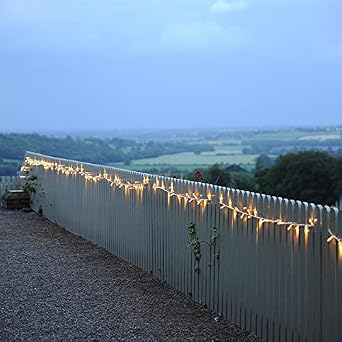 Lights4fun Core Series Connectable Outdoor String Lights 100 Warm White LEDs Clear Cable Fairy Lights 5m Low Voltage Plug in Timer [Energy Class A]