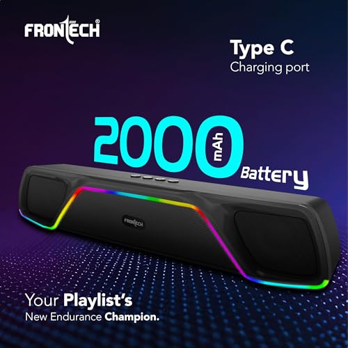 Image of FRONTECH ECHOLITE-264 Mini Soundbar | 25W Bluetooth Speaker | RGB Lighting | TWS | 2000mAh Battery | BT v5.3 | USB /TF /AUX | Type-C | Compact Speaker | 1-Year Warranty (SW-0264)