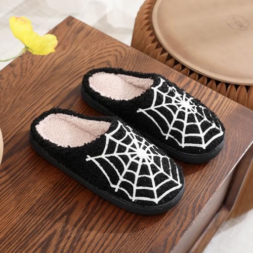 Halloween Slippers For Women Men Comfy Retro Memory Foam Fuzzy Soft Bedroom Plush Warm Anti-Skid Sole Winter Wool Lined Indoor Outdoor House Shoes2